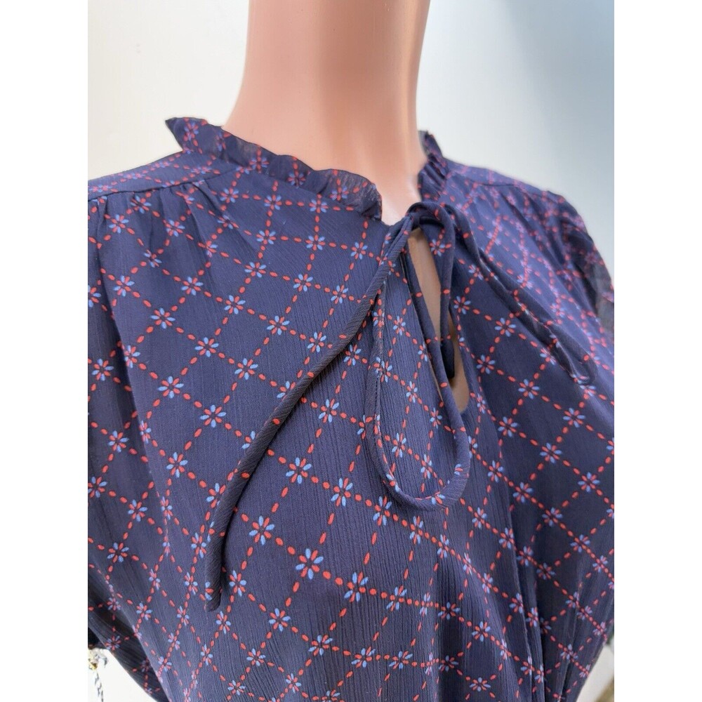 Draper James Hem Dress size L Elbow puffed Sleeve pockets smocked waist Bandana - Picture 5 of 16